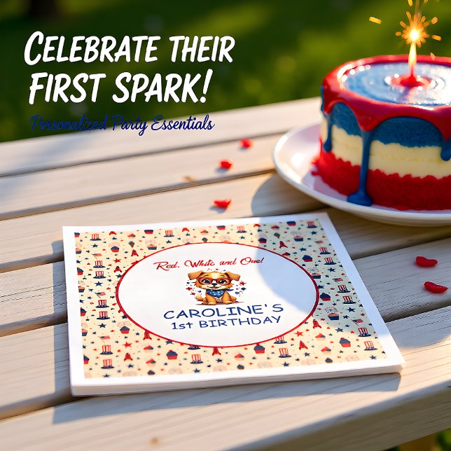 Guardanapo De Papel Star Spangled Puppy 1st Birthday (Criador carregado)