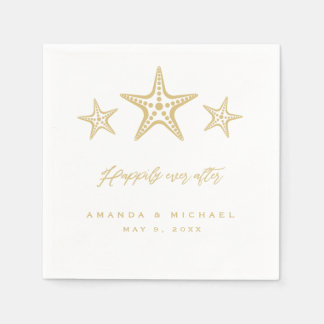 Guardanapo De Papel Starfish Dourado Feliz Para Sempre Após Casamento