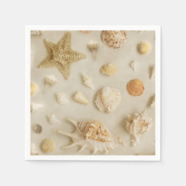 Guardanapo De Papel Starfish e Seashells Beach Photo (Frente)