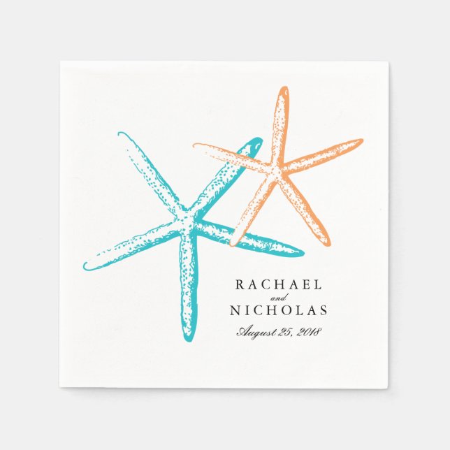 Guardanapo De Papel Starfish magro | Casamento (Frente)