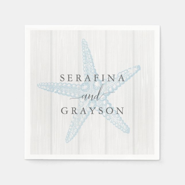 Guardanapo De Papel Starfish Rustic Beach Wedding (Frente)