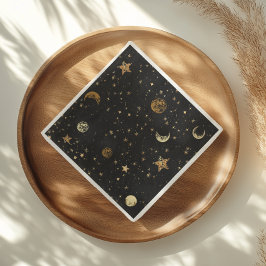 Guardanapo De Papel Starry Night Dourado Moon Napkins