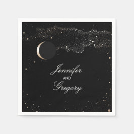 Guardanapo De Papel Starry Night Stars Black and Dourado Weding