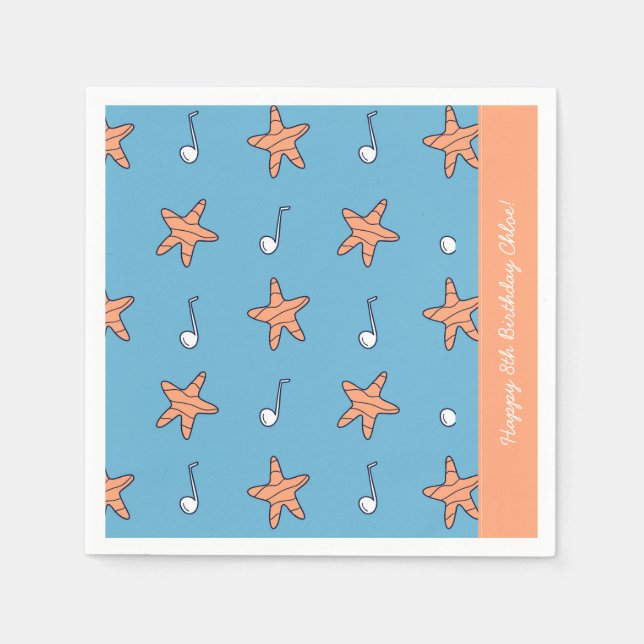 Guardanapo De Papel Stars and Music Notes Happy Birday (Frente)