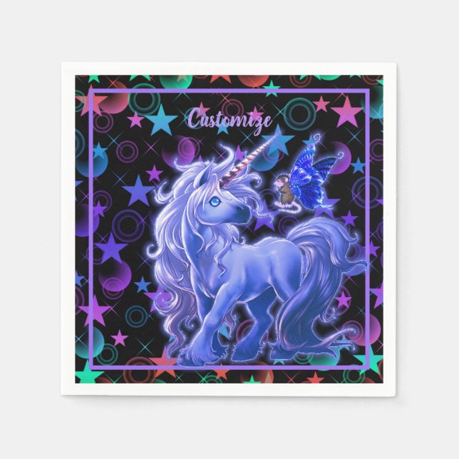 Guardanapo De Papel Stars 'n Stuff Blue Unicorn (Frente)