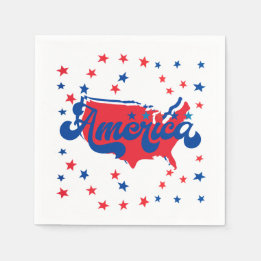 Guardanapo De Papel Stars Red White e Blue America