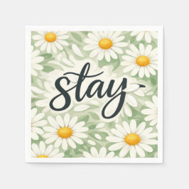 Guardanapo De Papel Stay Calligraphy Text On Daisy Abstract