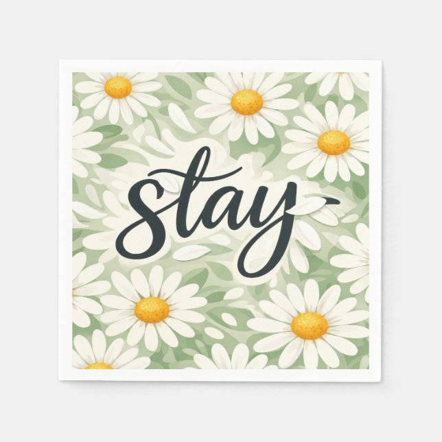 Guardanapo De Papel Stay Calligraphy Text On Daisy Abstract (Frente)