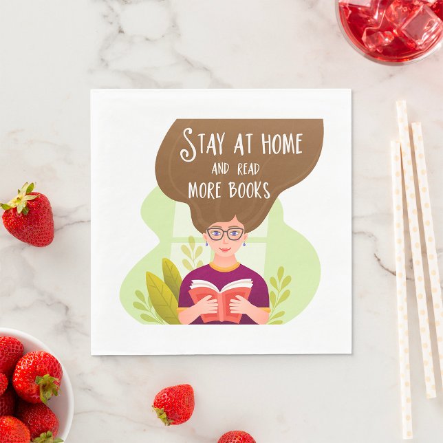 Guardanapo De Papel Stay Home Read More Books Book Lover (Criador carregado)