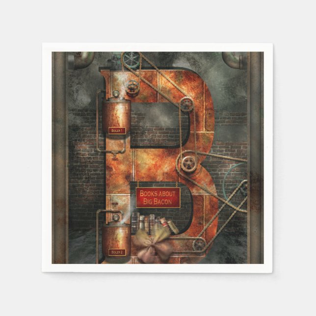 Guardanapo De Papel Steampunk - Alphabet - B é para Belts (Frente)