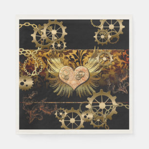 Guardanapo De Papel Steampunk, coração maravilhoso com engrenagens