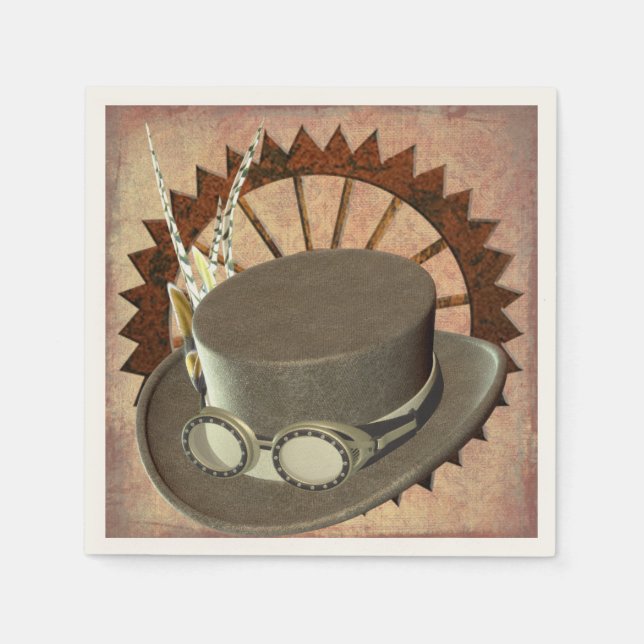 Guardanapo De Papel Steampunk Hat & Gear Napkins (Frente)