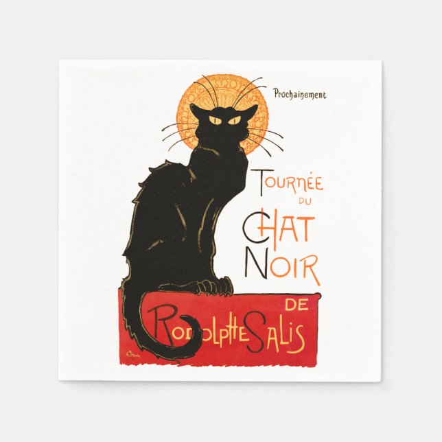 Guardanapo De Papel Steinlen Black Cat Classic French Trabalho de arte (Frente)