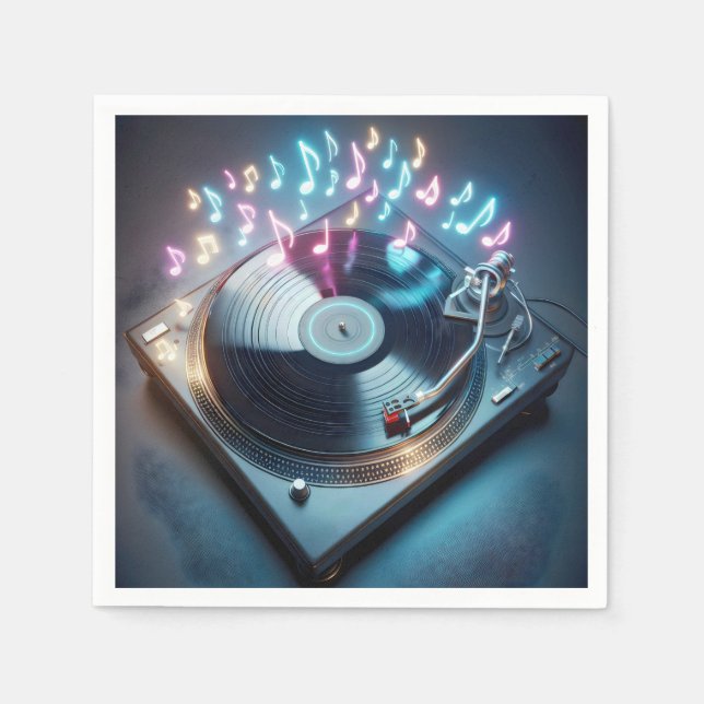 Guardanapo De Papel Stereo Turntable Com Neon Notes (Frente)