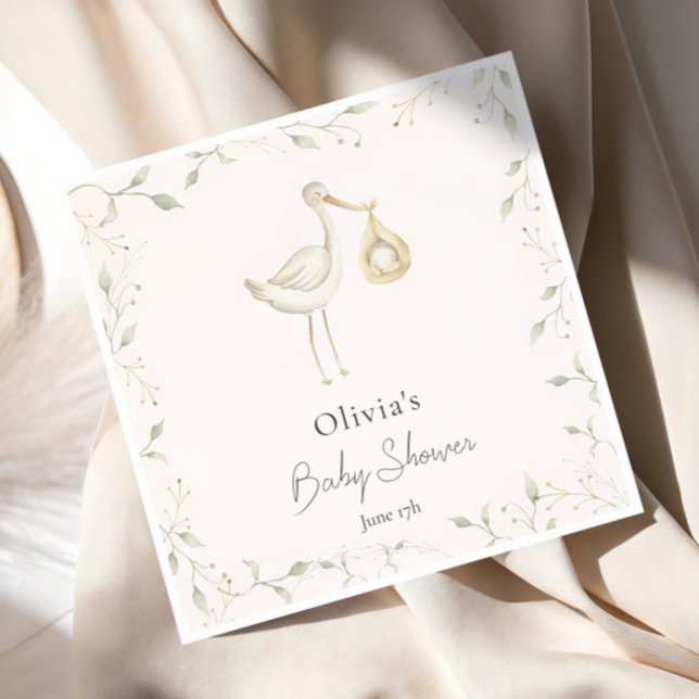 Guardanapo De Papel Stork Greenery Chá de fraldas (Criador carregado)