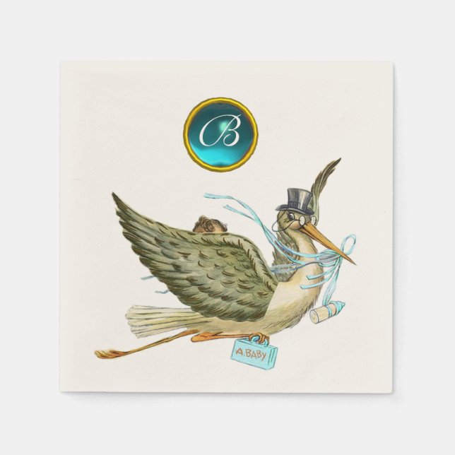 GUARDANAPO DE PAPEL STORY BABY CHÁ BLUR GEM STONE MONOGRAM (Frente)