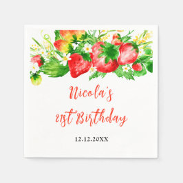 Guardanapo De Papel Strawberries and Daisies Birthday