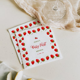 Guardanapo De Papel Strawberry Berry First Convite de aniversário