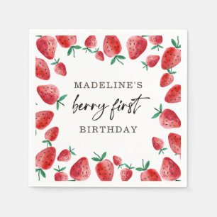 Guardanapo De Papel Strawberry Berry First Girl primeiro aniversario N