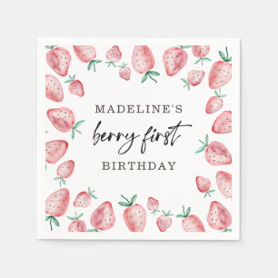 Guardanapo De Papel Strawberry Berry First Girl primeiro aniversario N