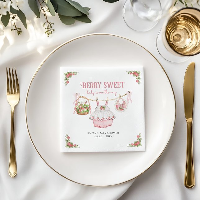 Guardanapo De Papel Strawberry Berry Sweet Modern Baby Girl Chá (Criador carregado)