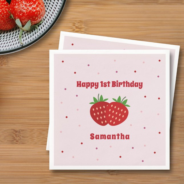 Guardanapo De Papel Strawberry Birthday (Strawberry Birthday Napkins)