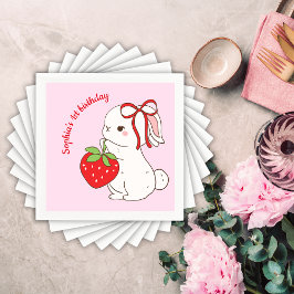 Guardanapo De Papel Strawberry Bunny Pink Birthday