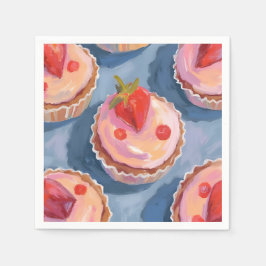Guardanapo De Papel Strawberry Cupcakes | Fruit Watercolor Celebratory
