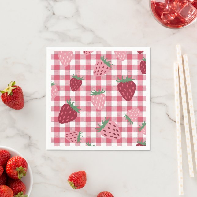 Guardanapo De Papel Strawberry Gingham Pattern (Insitu)