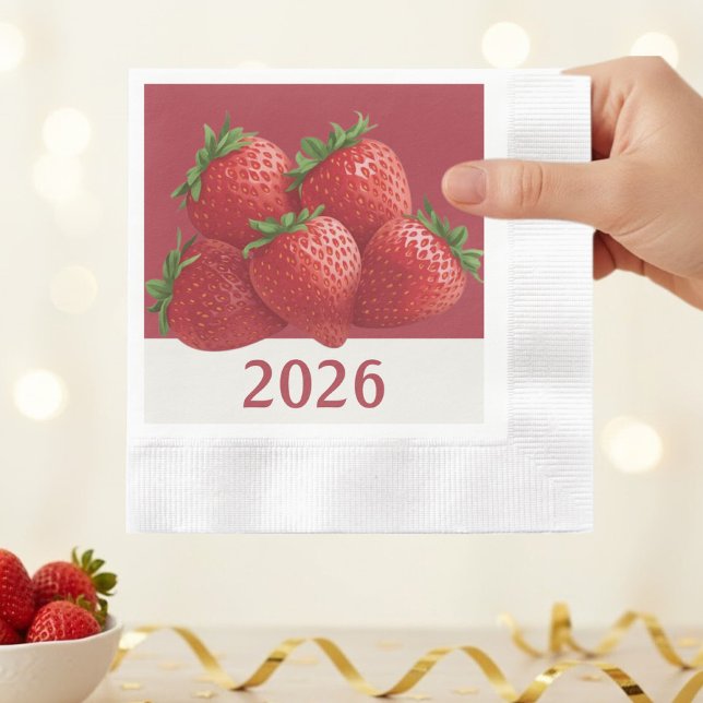 Guardanapo De Papel Strawberry New Year's Eve Cute (Criador carregado)