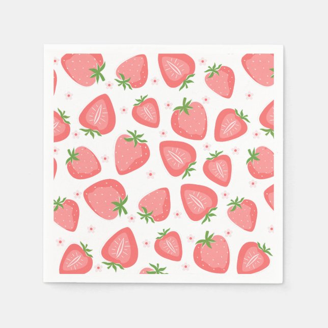 Guardanapo De Papel Strawberry Paper Napkins Berry Primeiro Aniversári (Frente)