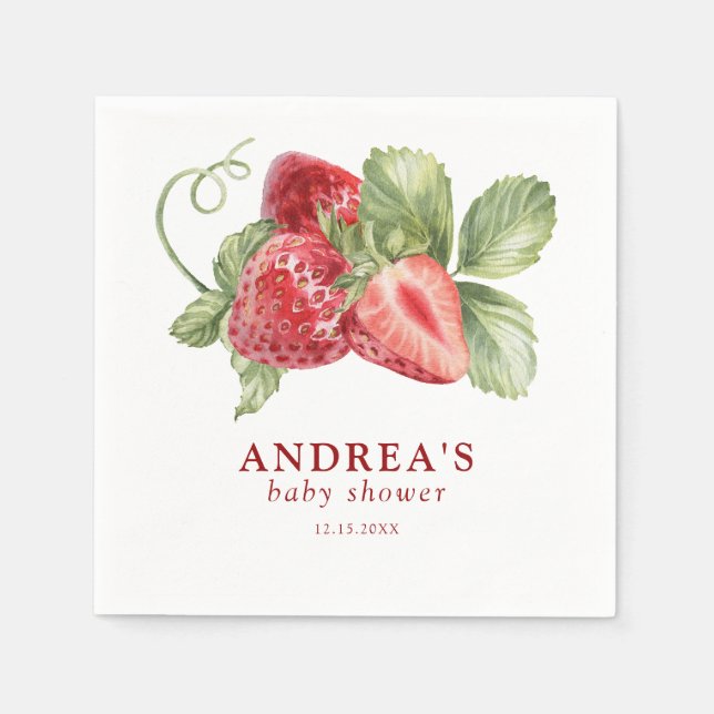 Guardanapo De Papel Strawberry Red Baby Shower (Frente)