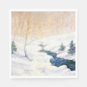 Guardanapo De Papel Stream em uma paisagem de inverno de neve (Arte de