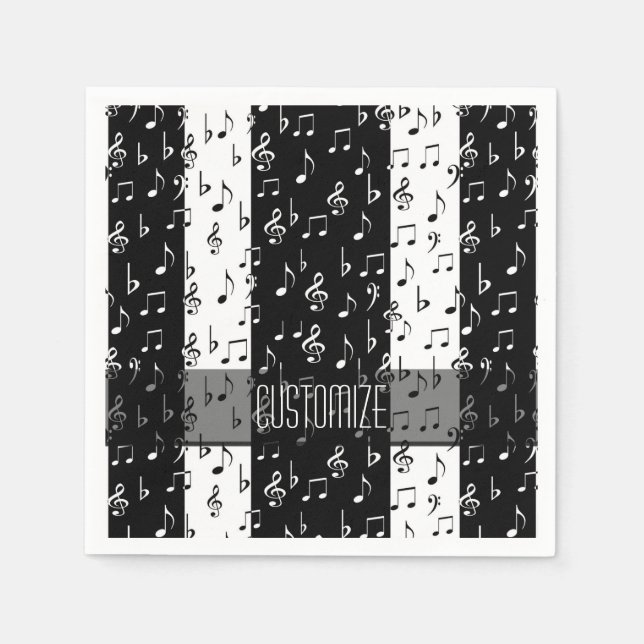 Guardanapo De Papel Strikins Musical Negro e Branco (Frente)