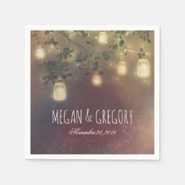 Guardanapo De Papel String Lights e Mason Jars Rustic Country