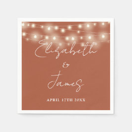 Guardanapo De Papel String Lights Elegant Script Terracotta Wedding