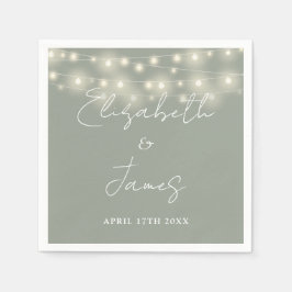 Guardanapo De Papel String Lights Script Black And White Weding