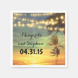 Guardanapo De Papel String Lights Sunset Beach Wedding
