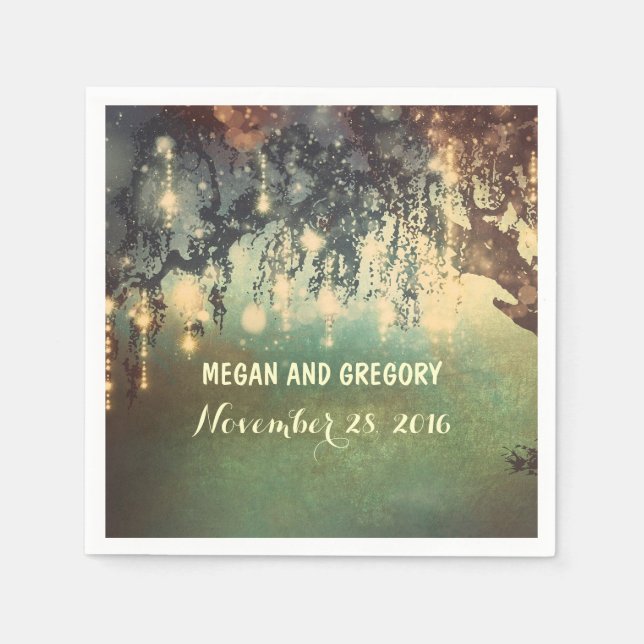 Guardanapo De Papel String Lights Willow Tree Branches (Frente)