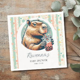 Guardanapo De Papel Striped Funny Capybara Personalized Baby Shower