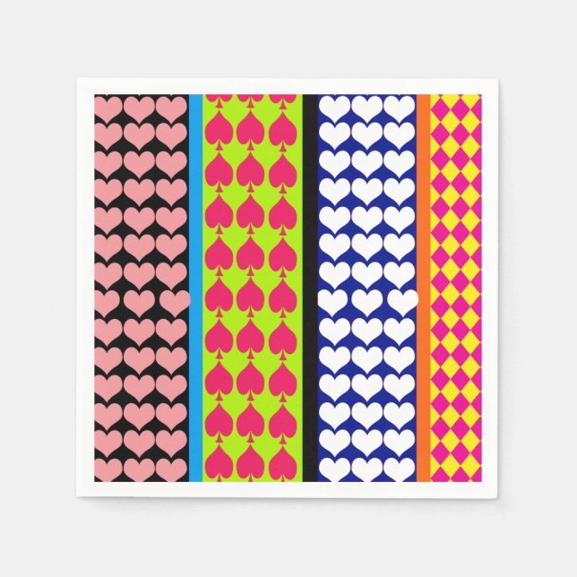 Guardanapo De Papel Stripes Corações Ouros Boho Mistura Design (Frente)