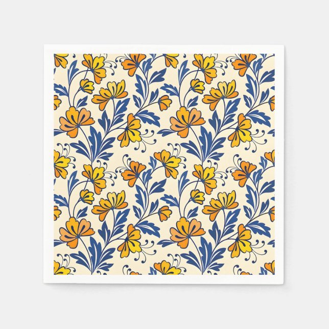 Guardanapo De Papel Stunning Seamless Pattern of Flowers and Leaves (Frente)