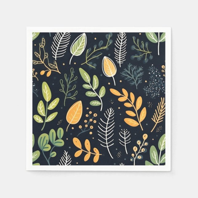 Guardanapo De Papel Stylish Green and Yellow Foliage Pattern  (Frente)