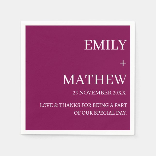 GUARDANAPO DE PAPEL STYLISH MODERN CUSTOMIZED ELEGANT CLASSIC WEDDING  (Frente)
