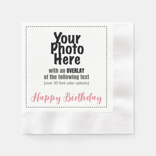 Guardanapo De Papel Sua Foto com OVERLAY de FELIZ ANIVERSÁRIO Guardana (Frente)