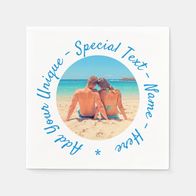 Guardanapo De Papel Sua Foto Napkins com Texto Personalizado (Frente)