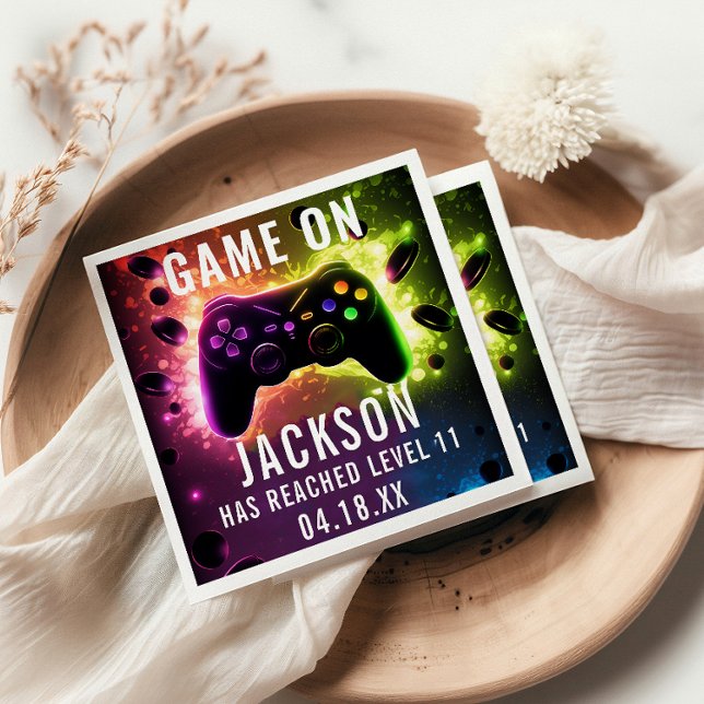 Guardanapo De Papel Suba! Festa de aniversário Neon Video Game (Criador carregado)