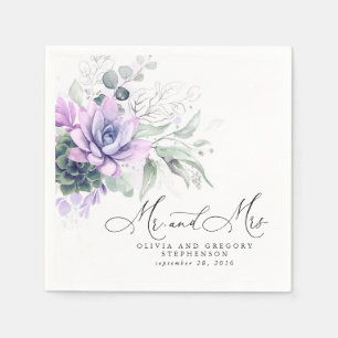 Guardanapo De Papel Succulents Silver Greenery Elegante Boho Casamento