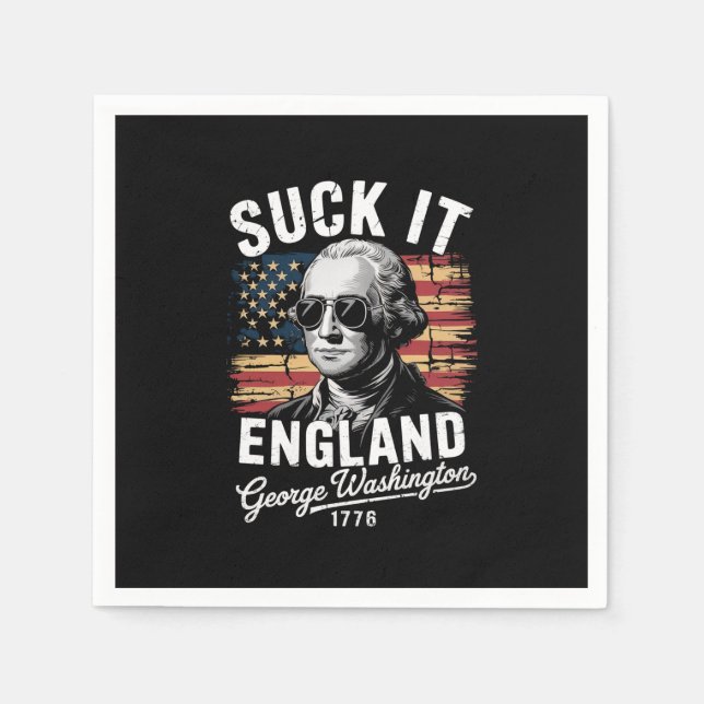 Guardanapo De Papel Suck It England 4 de julho George Washington 1776 (Frente)