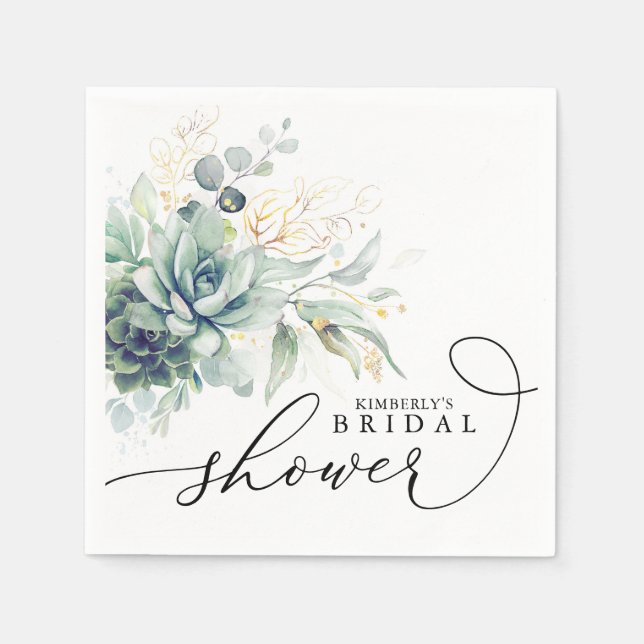 Guardanapo De Papel Suculentas Verdura Chuveiro de Noiva / Bebê Elegan (Frente)